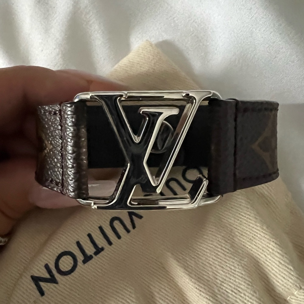 Louis Vuitton Men's Silver and Dark Brown Monogram Bracelet
